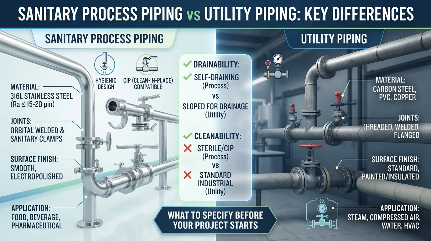 Sanitary Process Piping vs Utility Piping: Key Differences