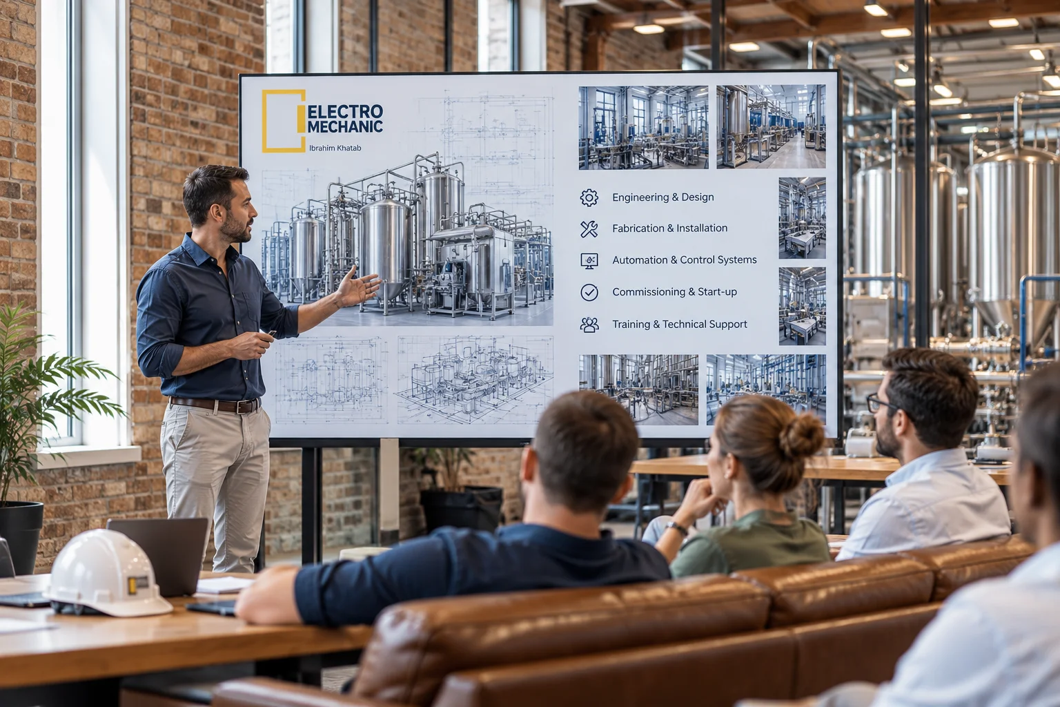 Industrial Engineering Briefing in Modern Factory Office